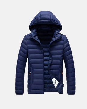 Jaqueta Masculina Casual Puffer com Capuz Removível