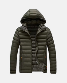 Jaqueta Masculina Casual Puffer com Capuz Removível