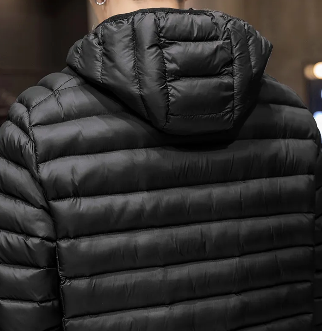 Jaqueta Masculina Casual Puffer com Capuz Removível